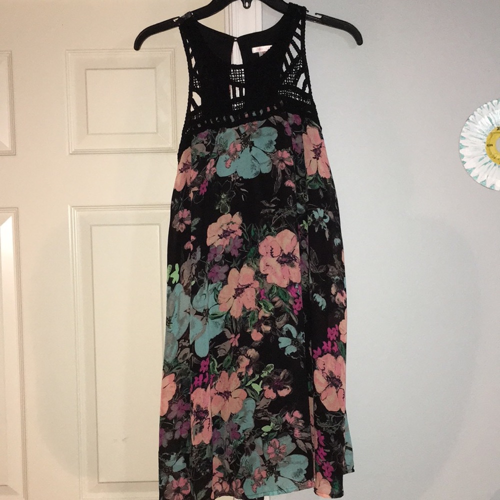 Girls black floral dress